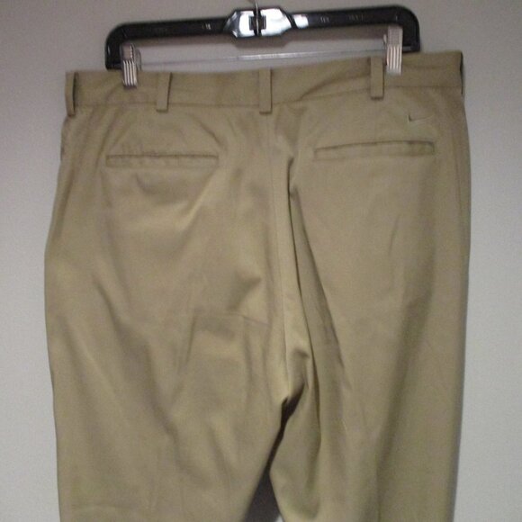 Mens Nike Golf Tour Performance Pants Dri Fit 35x30 Khaki Pleated Front - Picture 5 of 6